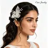 Carlo L1008 Joyería nupcial coreana cobre oro flor hoja Xiuhe tocado horquilla de perla hecha a mano plato para vestido de novia