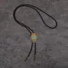 1 Peça Estilo Quente Simples Moda Feminina Colar Pedra Natural Turquesa Gravata Bolo Corda Bolo Colar de Couro Pu