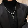 Collar de Letras Estilo Chanel, Diseño Nicho de Lujo Ligero Cadena Clavicular, Colgante de Perlas Collar Empalmado con Diamantes Completos