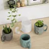 DIY Patrón Redondo de Yeso Cortado Mango de Vela Taza Molde de Resina Maceta Adorno de Almacenamiento Silicona