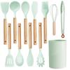 Set de 12 Espátulas y Cucharas de Silicona Antiadherente para Cocinar Espátula de Silicona para el Hogar Juego de Utensilios de Cocina de Silicona de Grado Alimenticio Venta al por Mayor