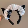 Diadema de Peluche Rosa con Orejas de Gato y Lazo Estilo Coreano para Mujer, Diadema Linda Versátil, Diadema para Lavarse la Cara, Accesorio para el Cabello de Corona Alta para Mujer