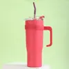 Taza Térmica, Taza con Popote de Gran Capacidad, Vaso de Agua, Vaso con Hielo para Mantener Frío, Diseño Creativo Portátil, Acero Inoxidable Portátil