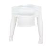 Camiseta feminina de manga comprida, estilo europeu e americano, estilo universitário, leve, madura, com ombros de fora, cor sólida, simples e slim