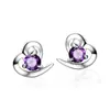 Aretes de Corazón de Plata Esterlina s925 para Mujer, Elegantes de Estilo Chanel con Diamantes Huecos de Amor, Aretes Europeos y Americanos
