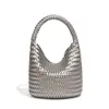 Bolsa Saco Tecida à Mão Feminina Nova de Grande Capacidade com Alça Única Bolsa Cesta de Legumes com Couro com Cera Vegetal Bolsa de Mão Tote