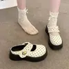 Tamancos fechados de sola grossa estilo fada para mulheres, novos sandálias Mary Jane Birkenstock de renda francesa outono 2026