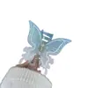 Novo Clipe de Acrílico Listrado de Borboleta Doce com Gradiente de Pérola para Cabelo na Parte de Trás da Cabeça