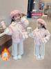 Abrigo de Terciopelo para Niñas Otoño e Invierno 2024 Nuevo Algodón para Niños Grueso Top Estilo Occidental Abrigo Acolchado de Algodón de Invierno para Bebés