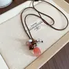 Collar elástico con colgante de piedra y madera con cordón de cera Estilo étnico Joyería Diseño único de nicho Cadena para suéter