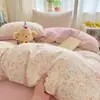 Conjunto de Três Peças de Cama de Dormitório Estudantil de Gaze de Camada Dupla Roupa de Cama de Dormitório de Verão Capa de Colcha Individual Lençol