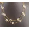 Lujo Ligero Personalizado Acero de Titanio Moda Simple Coreana Perla Flor de Margarita Collar Cadena para la Cintura Tobillera Pulsera Joyería Venta al por Mayor