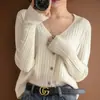 Novo Casaco Cardigan Macio e Pequeno Outono/Inverno Feminino Gola Suéter Tricotado Cintura Alta Roupa Exterior Suéter Branco Tamanho Único Preto