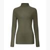 Camisa de Base Feminina Elegante Outono Inverno Gola Alta 100% Lã de Ovelha Manga Longa Efeito Emagrecedor Tricô Malha