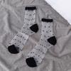 Medias de Seda Transparentes con Puntos y Rayas para Mujer, Calcetines de Media Pantorrilla, Estilo Retro de Lunares y Rayas Verticales en Forma de Corazón, Estilo Delgado para Primavera y Verano, Transfronterizo