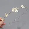 Diadema Retro Estilo Coreano Piedra Ojo de Gato Cabeza de Diamante para Mujer Pinza Fina de Aleación Diadema de Flores Hojas de Gama Alta Nicho Súper Inmortal