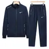 Nuevo Traje Deportivo Casual Holgado para Hombre de Otoño e Invierno Cardigan con Cuello Alto Leggings Deportivos Traje Recto para Correr y Fitness Dos Piezas
