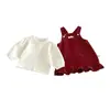 Dianxi Baby Conjunto de Dos Piezas para Niñas Estilo Coreano Sencillo, Manga Larga, Otoño Nuevo, Elegante Falda-Pantalón de Lunares