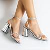 Sandálias de salto alto femininas de fábrica, bico quadrado, salto grosso, bico aberto, sexy, lindo, fivela de uma palavra, todos os sapatos femininos elegantes