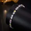 Pulseira Array de Broca com Strass Arco-Íris Feminina Luxo Leve Zircônio Colorido Joia Fina Feita à Mão Exquisita Versátil Ajustável Ornamento com Sensação de Alto Padrão