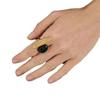 Anillo de Ágata Negra Natural para Mujer, Anillo de Cristal de Té Irregular de Nueva Moda, Estilo Retro Simple Ajustable Vintage Único