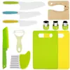 Juego de Cocina de Juguete para Niños Plástico Seguro Cuchillo para Cortar Frutas Cuchillo Pelador Tabla de Cortar Set de Enseñanza de Suplementos Alimenticios para Niños