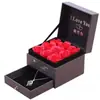 Colar de flor eterna com 9 rosas caixa de presente estilo gaveta caixa de presente de luxo caixa de presente para pulseira joias presente preferido