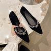 Zapatos de Boda Planos con Pedrería de Estilo Francés para Mujer, Primavera 2025, Punta Afilada, Slip-On, Bajos, Casuales