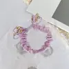 Goma para el pelo coreana con lazo de cristal, scrunchie, color primavera, color café, banda elástica elegante, accesorio para el pelo dulce y sencillo