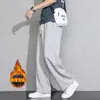 Pantalones casuales de otoño e invierno para hombre, engrosados y forrados de polar, retro japonés juvenil, versátiles, de pierna recta, cálidos, joggers