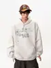 Sudadera con Capucha Estilo Americano Estampado de Letras Moteado Degradado para Hombres y Mujeres, Otoño, Atractivo Travieso, Casual, Chaqueta de Pareja, Holgada, Versátil, Sudadera con Capucha