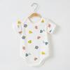 Mameluco de Verano para Bebé Fino de Manga Corta Envolvente Ropa Fart Recién Nacido Triángulo Camisón Bebé Niña Trepador Algodón Pijama
