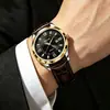 Reloj Luminoso para Hombre de Venta Caliente Transfronteriza Venta al por Mayor Reloj de Cuarzo de Gama Alta para Negocios Modelo con Correa de Cuero y Calendario Totalmente Automático