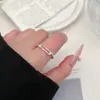 Anillo Nuevo de Plata 925 de Moda para Mujer, Simple y Versátil, Apilable, Anillo Abierto Ajustable, Anillo para Dedo Índice Estilo Ins de Celebridad de Internet