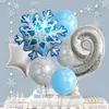 Venda Quente Transfronteiriça Conjunto de Balões Digitais de Floco de Neve Feliz Aniversário Decoração de Festa Tecido de Fundo para Decoração Balão de Filme de Alumínio
