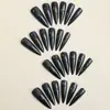 Uñas Postizas Serie Oscura de Punta Larga Estilo Europeo y Americano, Parches para Uñas de Color Sólido Removibles, Productos Terminados de Fabricante al Por Mayor