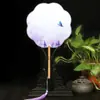 Ventoinha Hanfu em formato de flor, ventoinha feminina para dança antiga, pequena ventoinha redonda, ventoinha de rede vermelha com cabo longo DIY, suprimento para barraca de discoteca