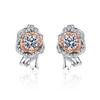 Pendientes de Plata S925 Xindeyi de una Sola Rosa Estilo Minimalista Pendientes de Botón de Moissanita Joyería para Orejas de Diamante Simulado