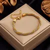 Moda Popular de Venta Caliente Transfronteriza Colgante Decorativo Mariposa Amor Turquesa Pulsera de Acero de Titanio Pulsera con Elemento Ojo de Diamante Redondo