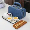 Juego de Té de Cerámica Dingyao con Una Tetera, Cuatro Tazas, Bandeja de Té, Bolsa Portátil, Set de Regalo de Lujo Ligero para Viajes Rápidos al Aire Libre