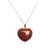 Transfronterizo Nuevo Amazon Más Vendido Piedra Natural Cristal Jade Verde Corazón de Melocotón 30mm Colgante de Amor Collar