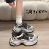 Piel suave casual deportivo malla transpirable robusto lindo que aumenta la altura suela gruesa tenis de papá para mujer