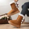Nuevas Botas de Nieve Gruesas con Lazo Dulce para Mujer Gamuza Escarchada Ribeteadas de Piel Cálidas Tallas Grandes Calzado de Mujer de Comercio Exterior