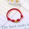 Pulsera con Lingote Pequeño de Oro Arena, Pulsera de Hilo Rojo Tejido para el Año de Nacimiento, Pulsera para Pareja y Amistad, Estilo Fresco Nuevo