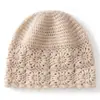 Gorro de punto para mujer, de cachemira, color liso, tejido a mano con ganchillo, estilo retro de punto trenzado, nuevo en la moda otoño/invierno, sombrero que cubre las orejas