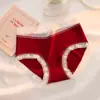 Edição Limitada Ano do Cavalo Calcinhas Femininas de Algodão Puro Vermelhas, Cintura Média, Confortáveis, Sexy, Celebração de Casamento, Tanga Vermelha de Ano Novo