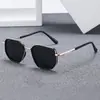 Óculos de Sol Aviador Polarizados para Homens Armação de Metal Quadrada Retrô Proteção UV 400 Lente TAC