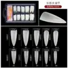 Manicure 100 Peças em Caixa Blister, Unhas Trapezoidais, Unhas Transparentes Full-Stick Meio-Stick, Unhas Postiças, Unhas Water Drop Full-Stick