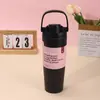 Copo térmico transfronteiriço estilo Owala, aço inoxidável 304, garrafa de água esportiva portátil, copo para beber de dupla finalidade