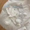 Calcetines de Perrito de Dibujos Animados con Bordado, Calcetines Lindos de Media Pantorrilla, Rayados Estilo Coreano, Calcetines de Media Pantorrilla Bordados para Mujer, Sin Costuras